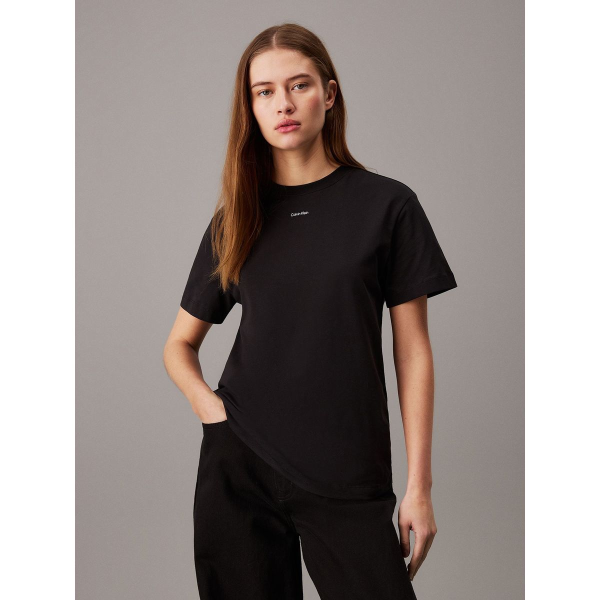 CALVIN KLEIN - Polera Nano Logo Regular Negro Calvin Klein