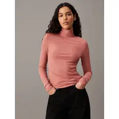 CALVIN KLEIN - Sweater Modal Rib Mock Neck Rosado