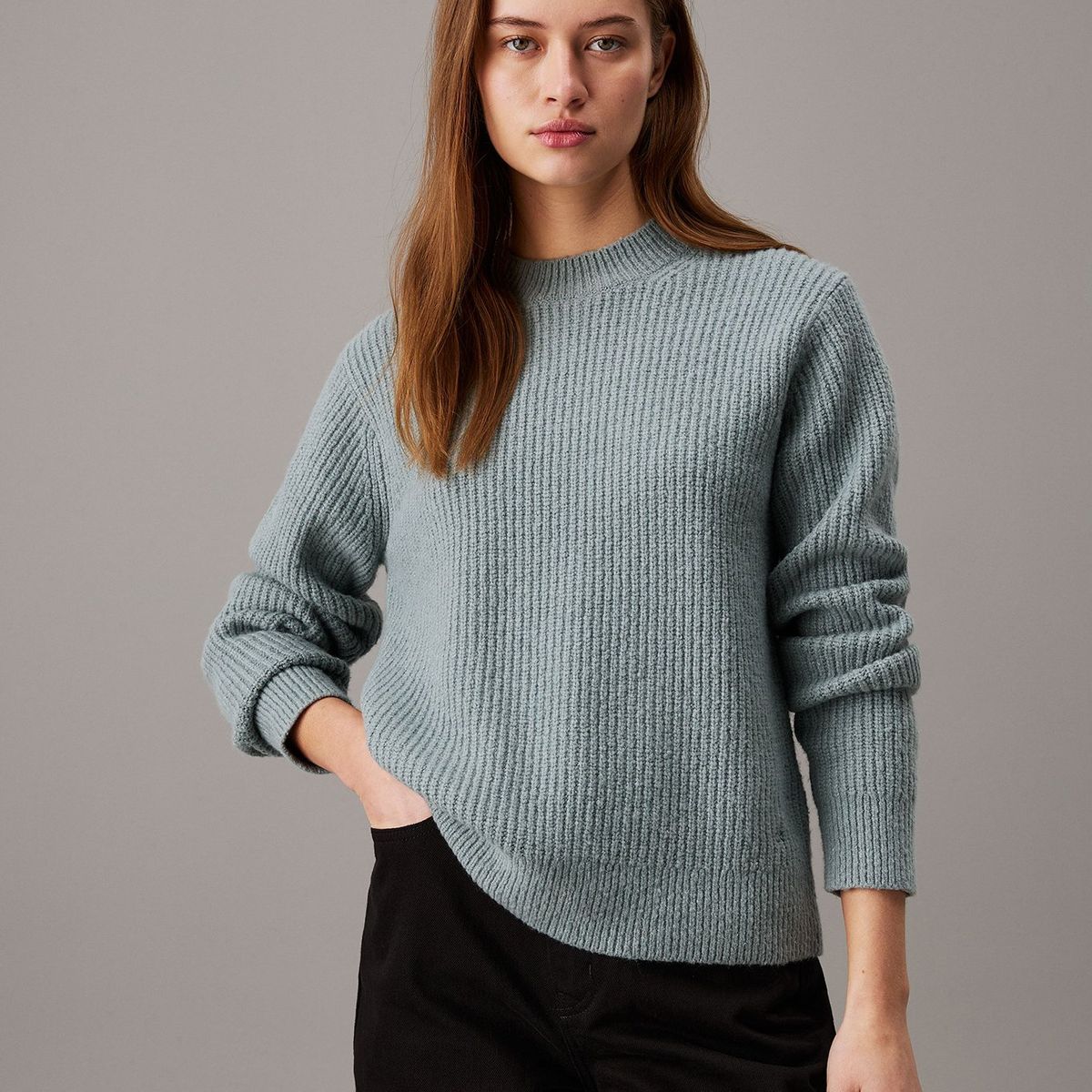 CALVIN KLEIN - Sweater Boucle Rib Verde Calvin Klein