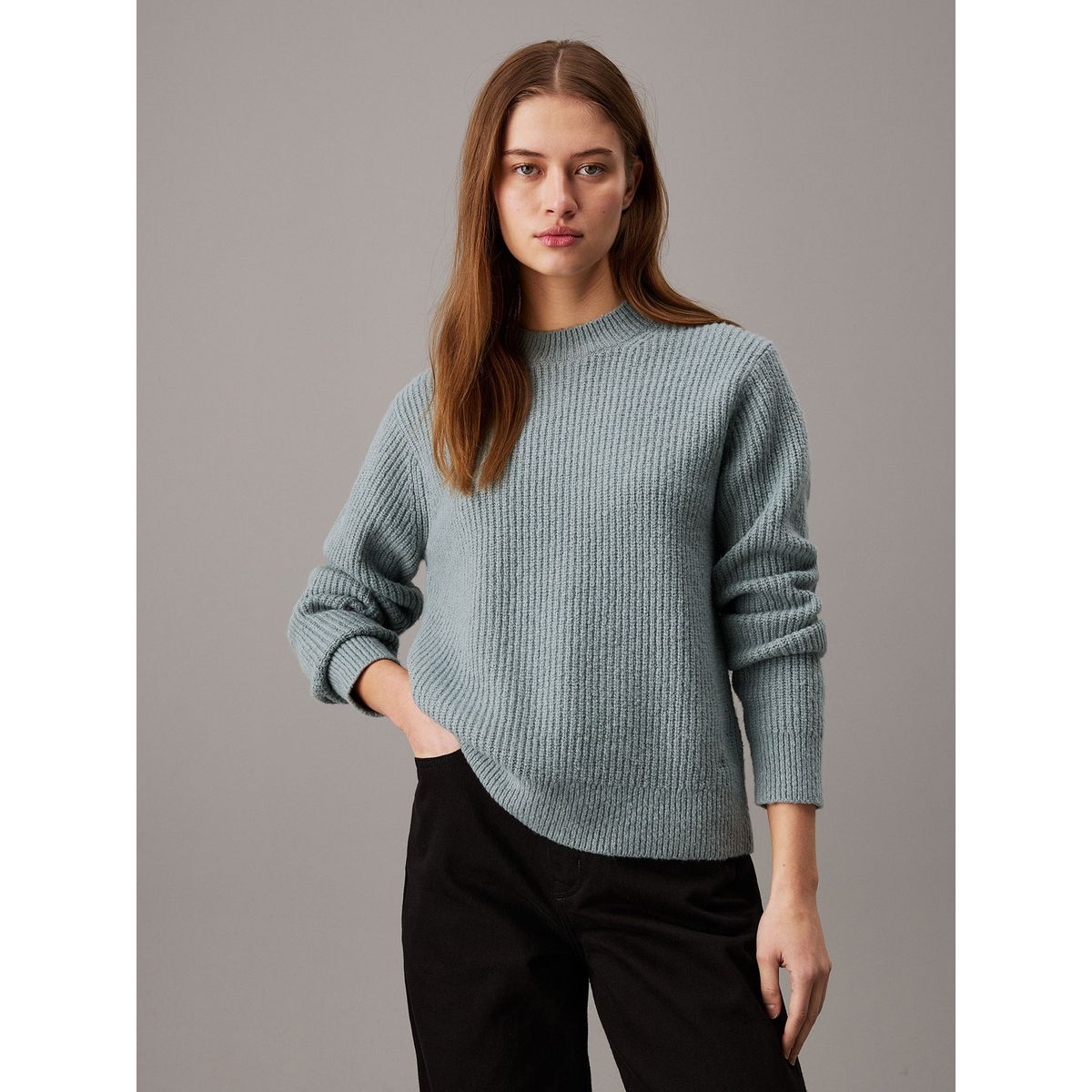 CALVIN KLEIN - Sweater Boucle Rib Verde Calvin Klein