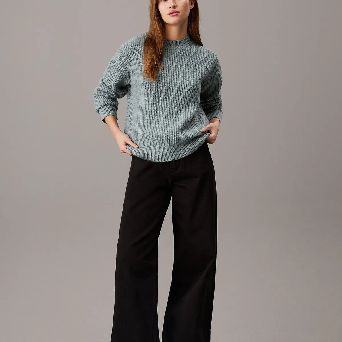 CALVIN KLEIN - Sweater Boucle Rib Verde Calvin Klein