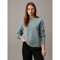 CALVIN KLEIN - Sweater Boucle Rib Verde