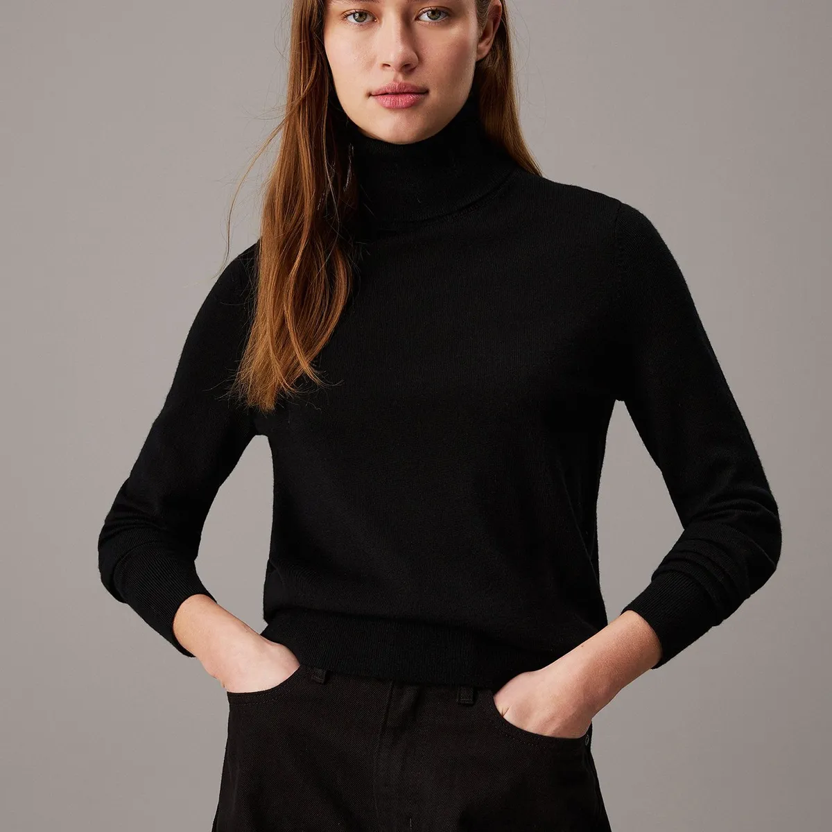 CALVIN KLEIN - Sweater Merino Wool Roll Neck Negro Calvin Klein