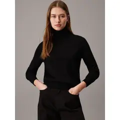 CALVIN KLEIN - Sweater Merino Wool Roll Neck Negro