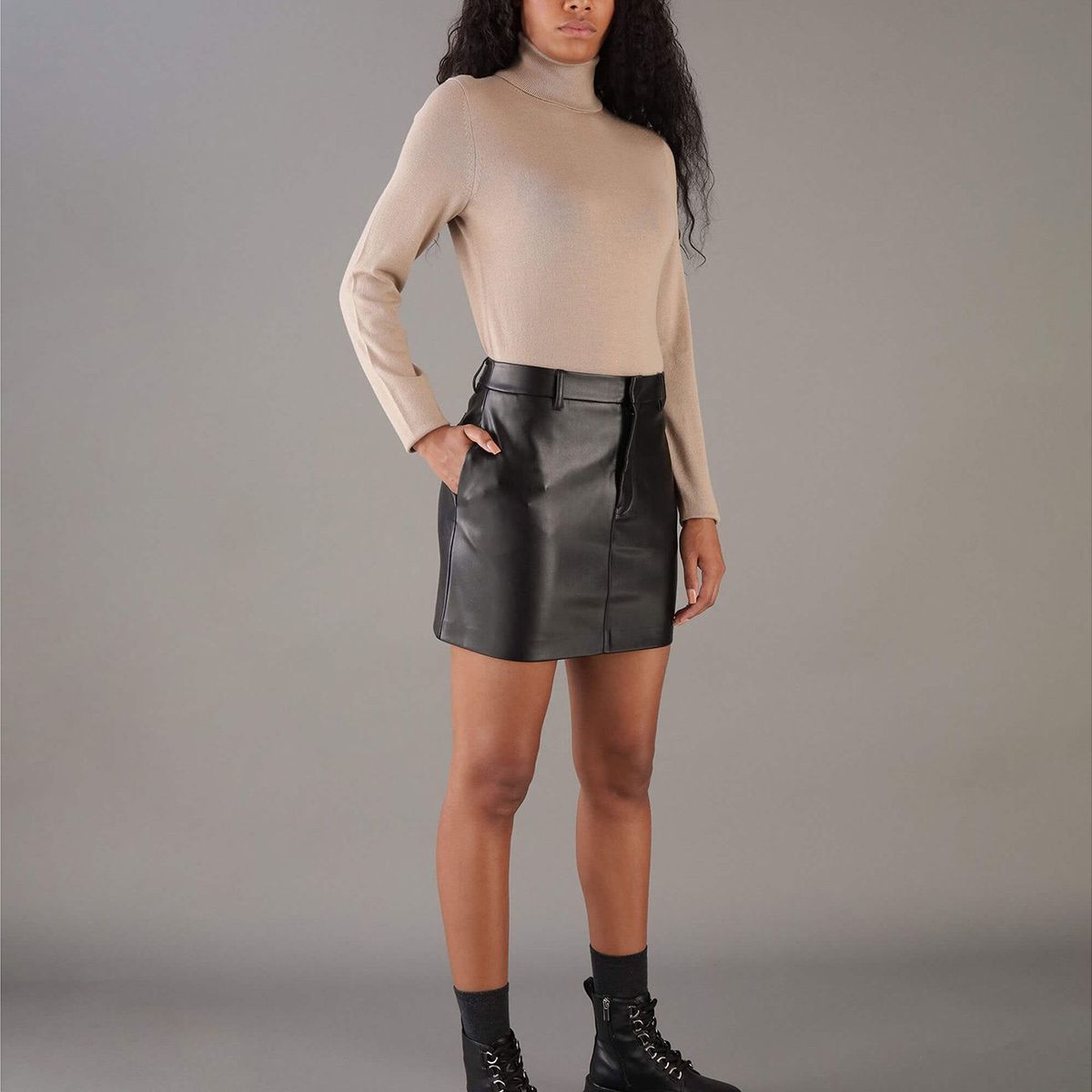 CALVIN KLEIN - Sweater Merino Wool Roll Neck Beige Calvin Klein