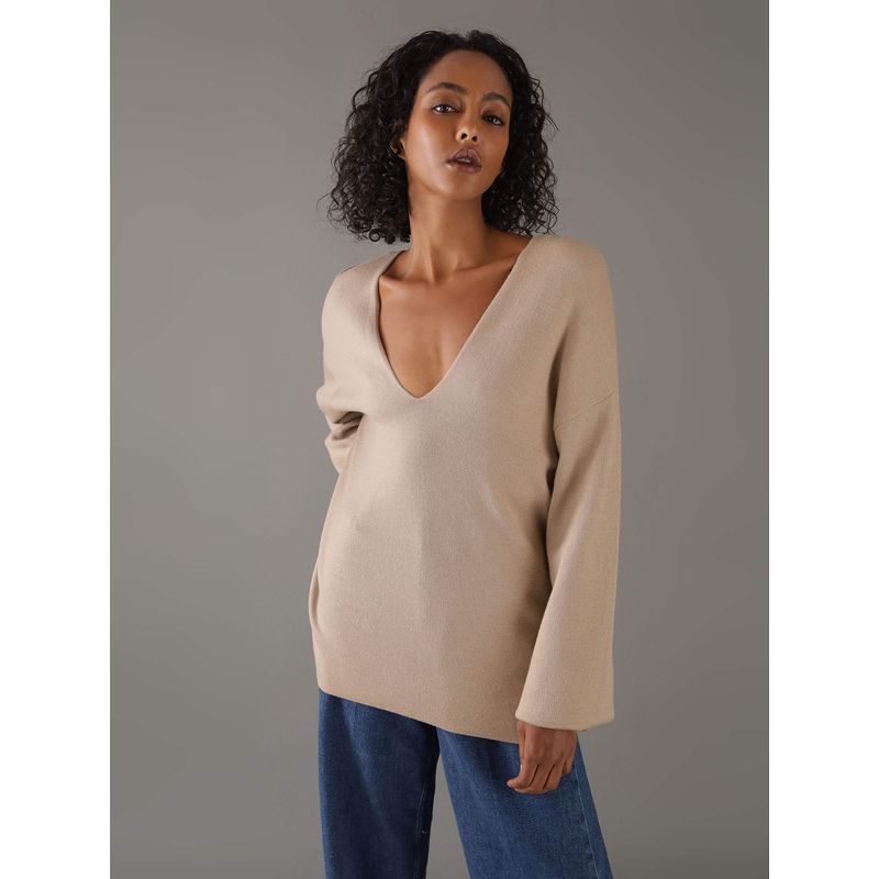 CALVIN KLEIN - Sweater Wool Blend Beige Calvin Klein