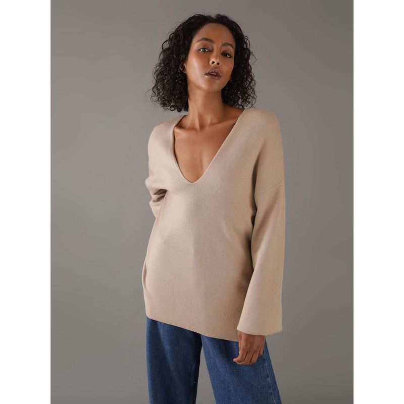 CALVIN KLEIN - Sweater Wool Blend Beige Calvin Klein