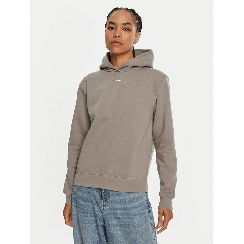 CALVIN KLEIN - Poleron con Gorro Nano Logo Gris Calvin Klein