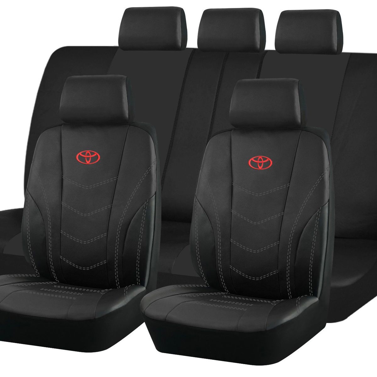 GENERICO - Fundas Cubre Asiento Auto Toyota Eco Cuero Negro