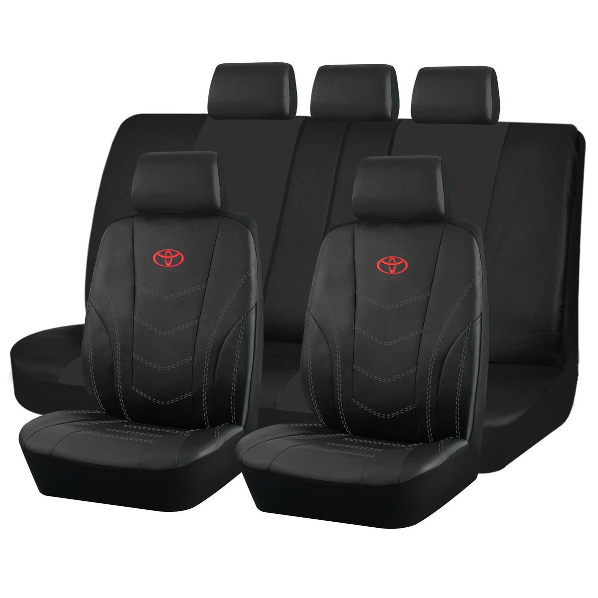 GENERICO - Fundas Cubre Asiento Auto Toyota Eco Cuero Negro