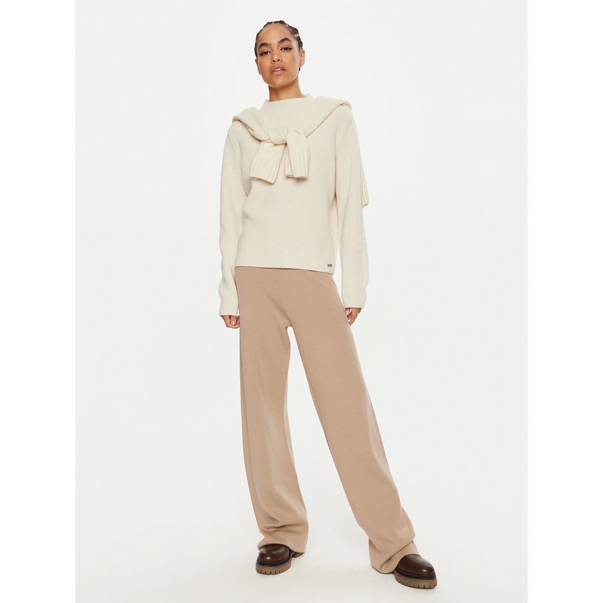CALVIN KLEIN - Pantalones Wool Blend Beige Calvin Klein