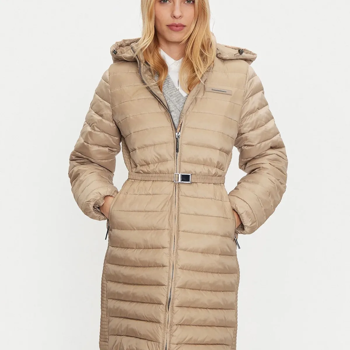 CALVIN KLEIN - Parka Padded Smocking Beige Calvin Klein PAI