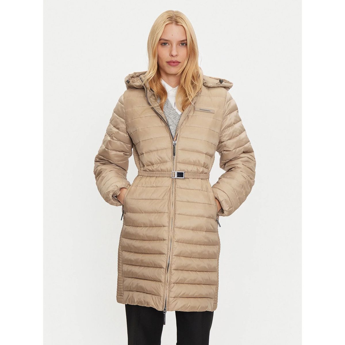 CALVIN KLEIN - Parka Padded Smocking Beige Calvin Klein PAI