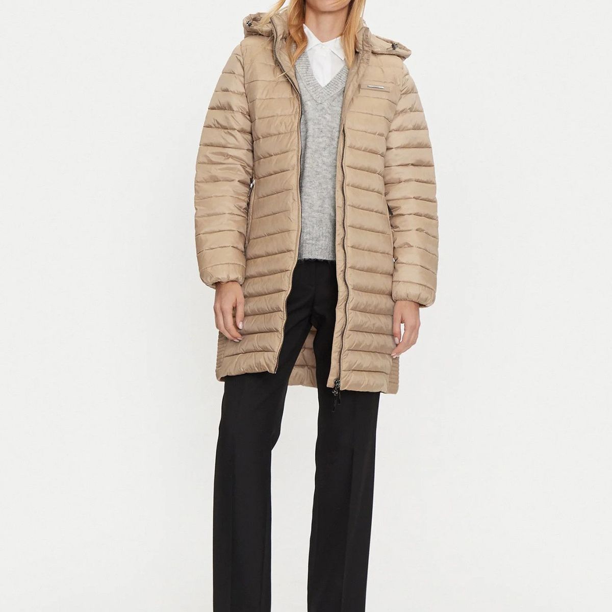 CALVIN KLEIN - Parka Padded Smocking Beige Calvin Klein PAI