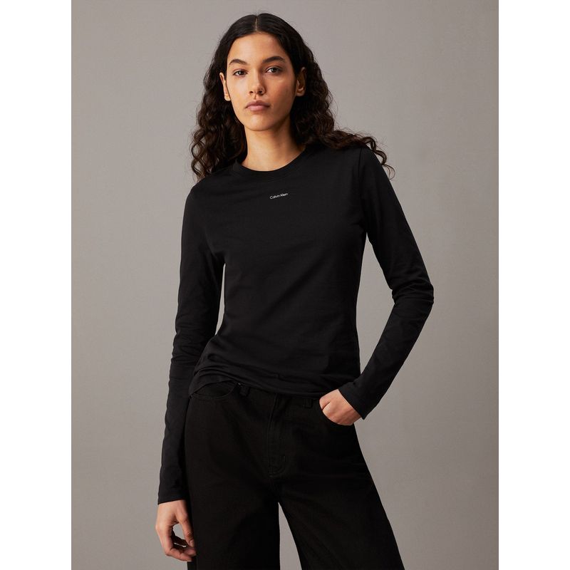 CALVIN KLEIN - Polera Nano Logo Slim Negro Calvin Klein