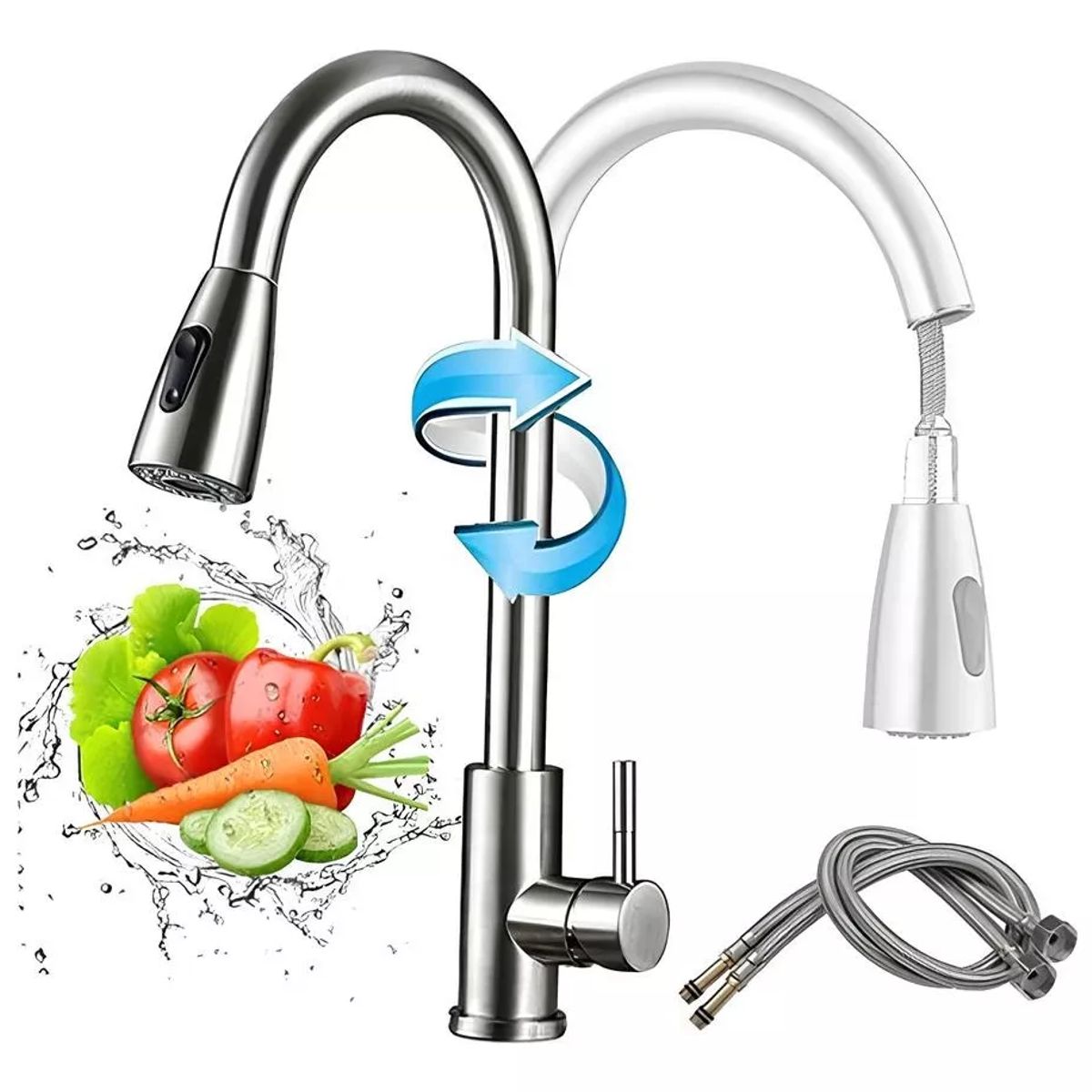 GENERICO - Llave Monomando Lavaplatos Flexible Retractil Premium