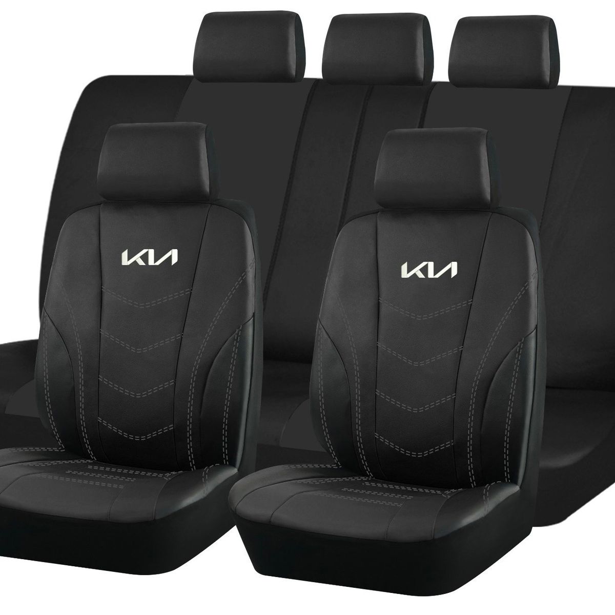 GENERICO - Fundas Cubre Asiento Auto Kia Eco Cuero Negro