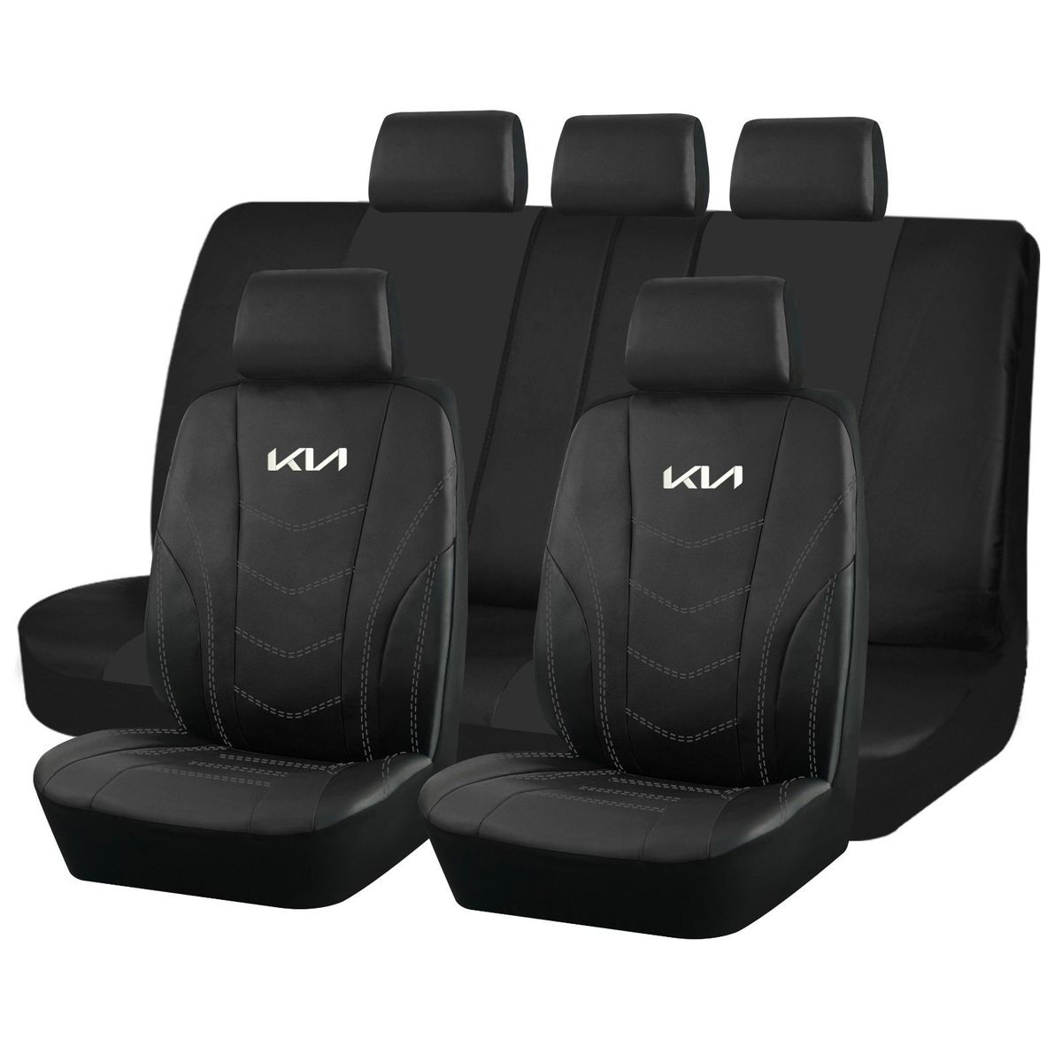 GENERICO - Fundas Cubre Asiento Auto Kia Eco Cuero Negro