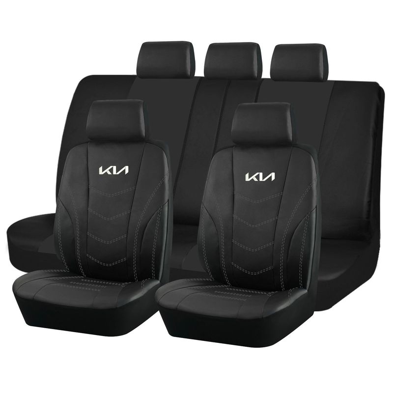 GENERICO - Fundas Cubre Asiento Auto Kia Eco Cuero Negro