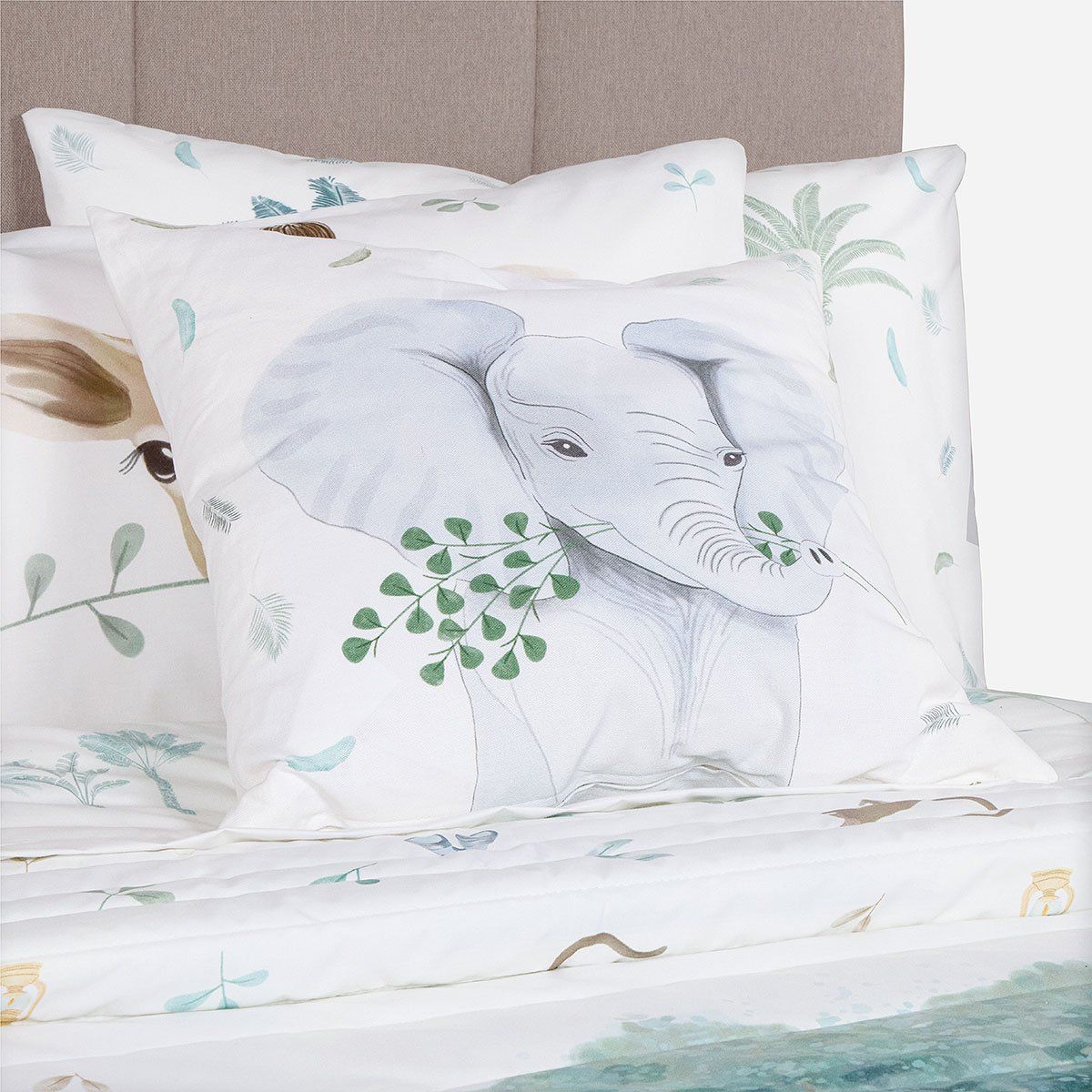 ROSEN - Funda Cojín Infantil África Verde 50 x 50 cm