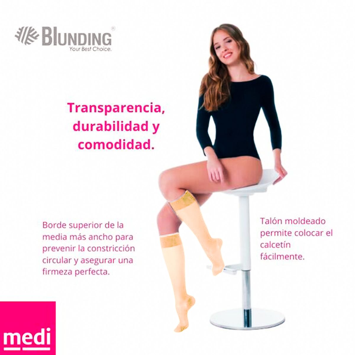 MEDI - Media Calceta Compresiva Calf Woman Swing Beige 140 Den Talla III
