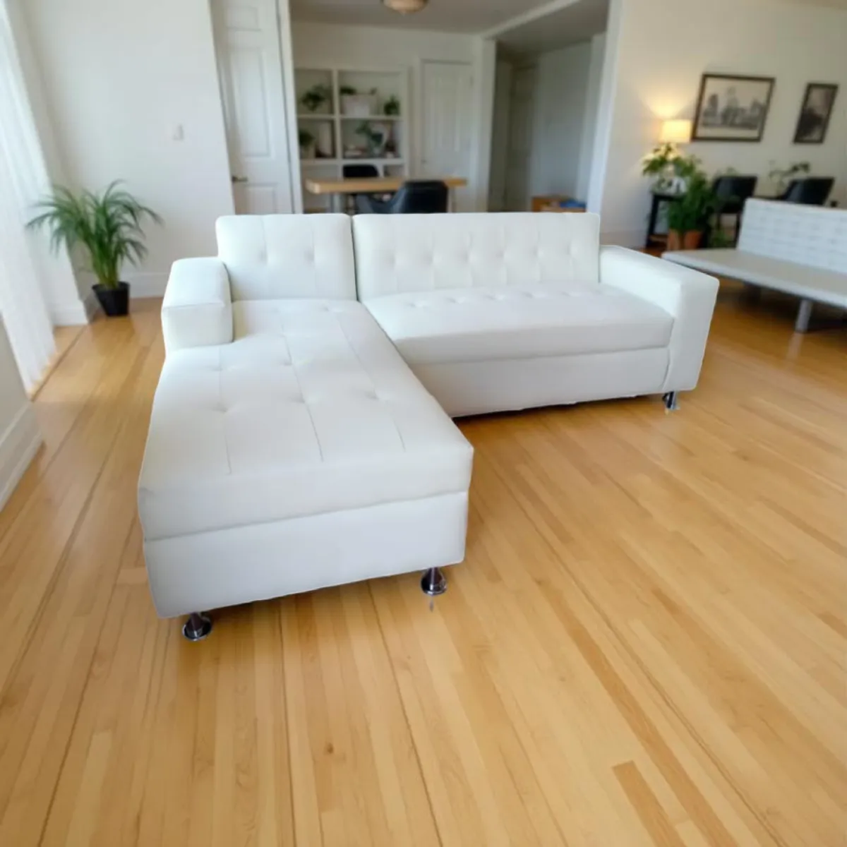 MUEBLES NEW - SECCIONAL MILAN IZQUIERDO BLANCO ECOCUERO.