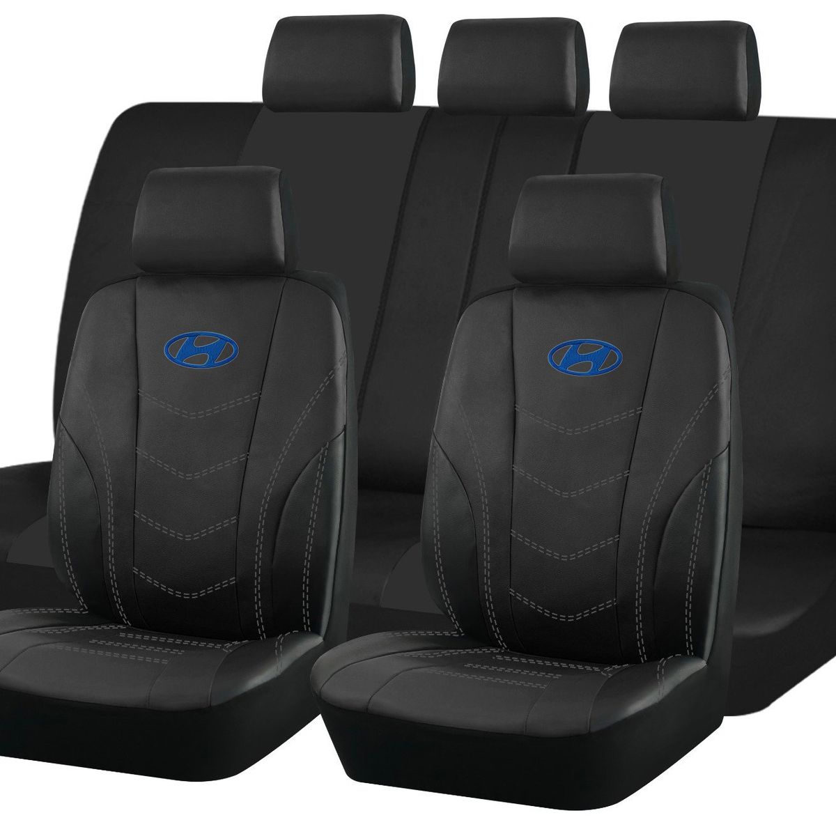 GENERICO - Fundas Cubre Asiento Auto Hyundai Eco Cuero Negro