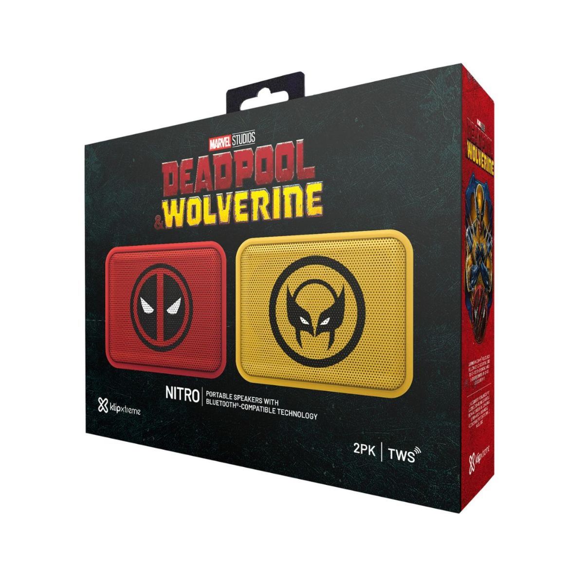 KLIP XTREME - Pack 2x Parlante Bluetooth Portátil Klip Xtreme Nitro Wolverine y Deadpool KBS-025MD-2PK
