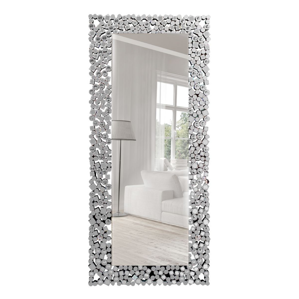 GENERICO - Espejo de Pie o pared  80×180 cm con Marco de figuras Espejadas