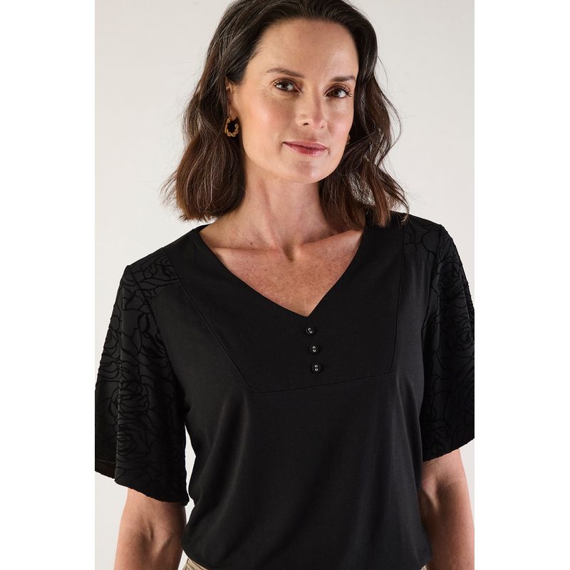 MA GRIFFE - Polera Manga Corta Negro Mujer Magriffe