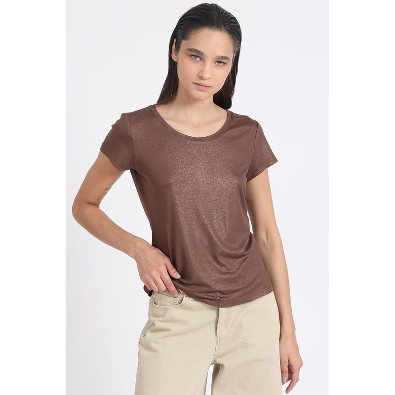 LIOLA - Polera Basica Folia, Café Liola