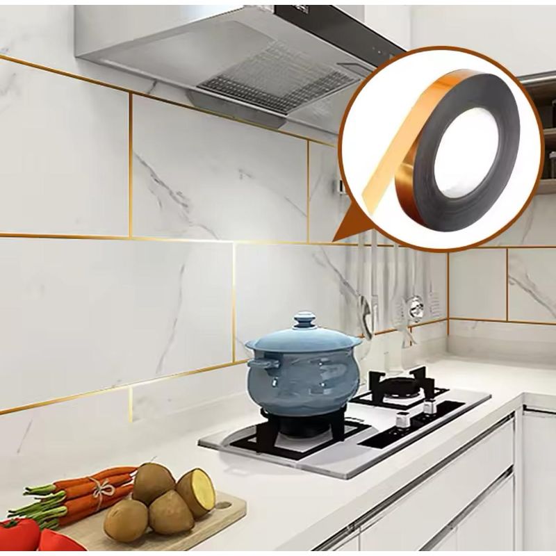 GENERICO - 2 Cintas Decorativas Adhesiva Plateada Para Juntas 1cm 50mtrs