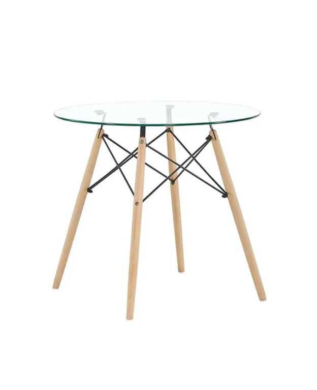 Mesa Eames de Vidrio Templado 80 cm Diametro