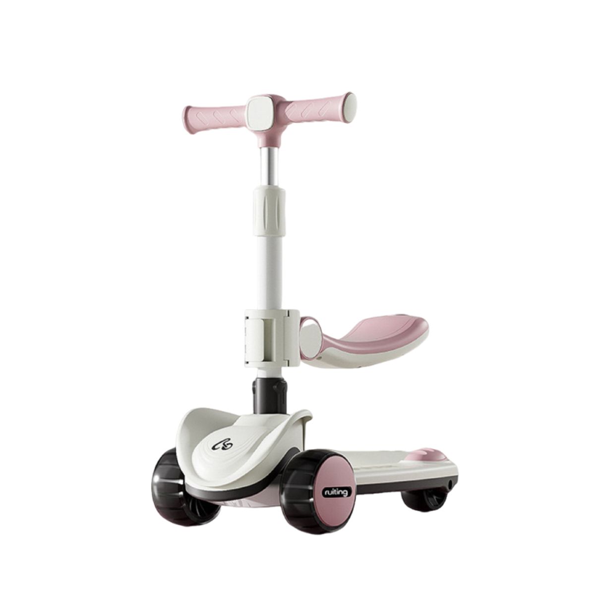 GOLDEN BABY'S - Scooter Monopatin con asiento y Luz Musica Rosado 2 EN 1