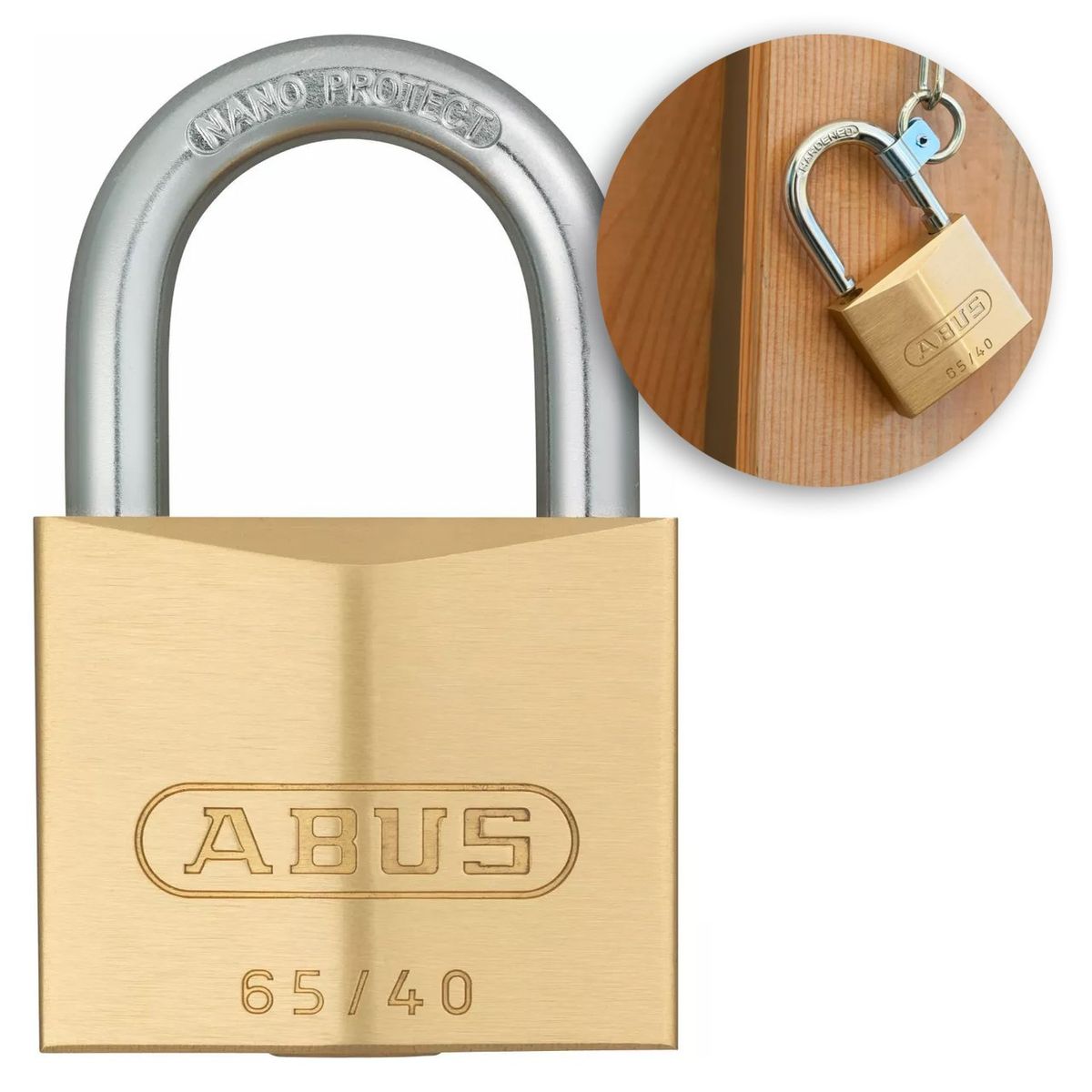 GENERICO - Candado Abus 6540 Cuadrado Dorado Llave 61mm
