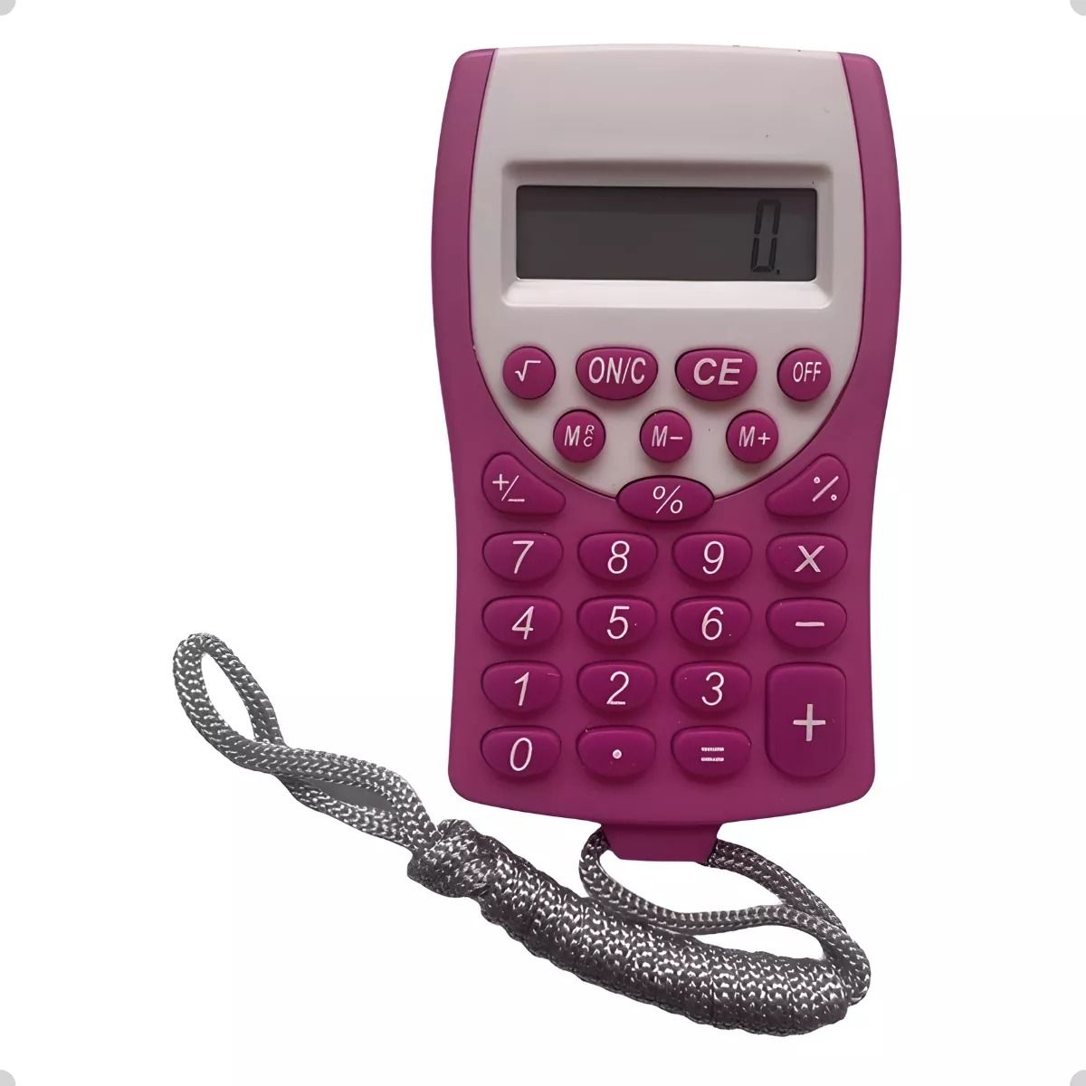 GENERICO - Mini Calculadora De Bolsillo En Colores Con Cuerda