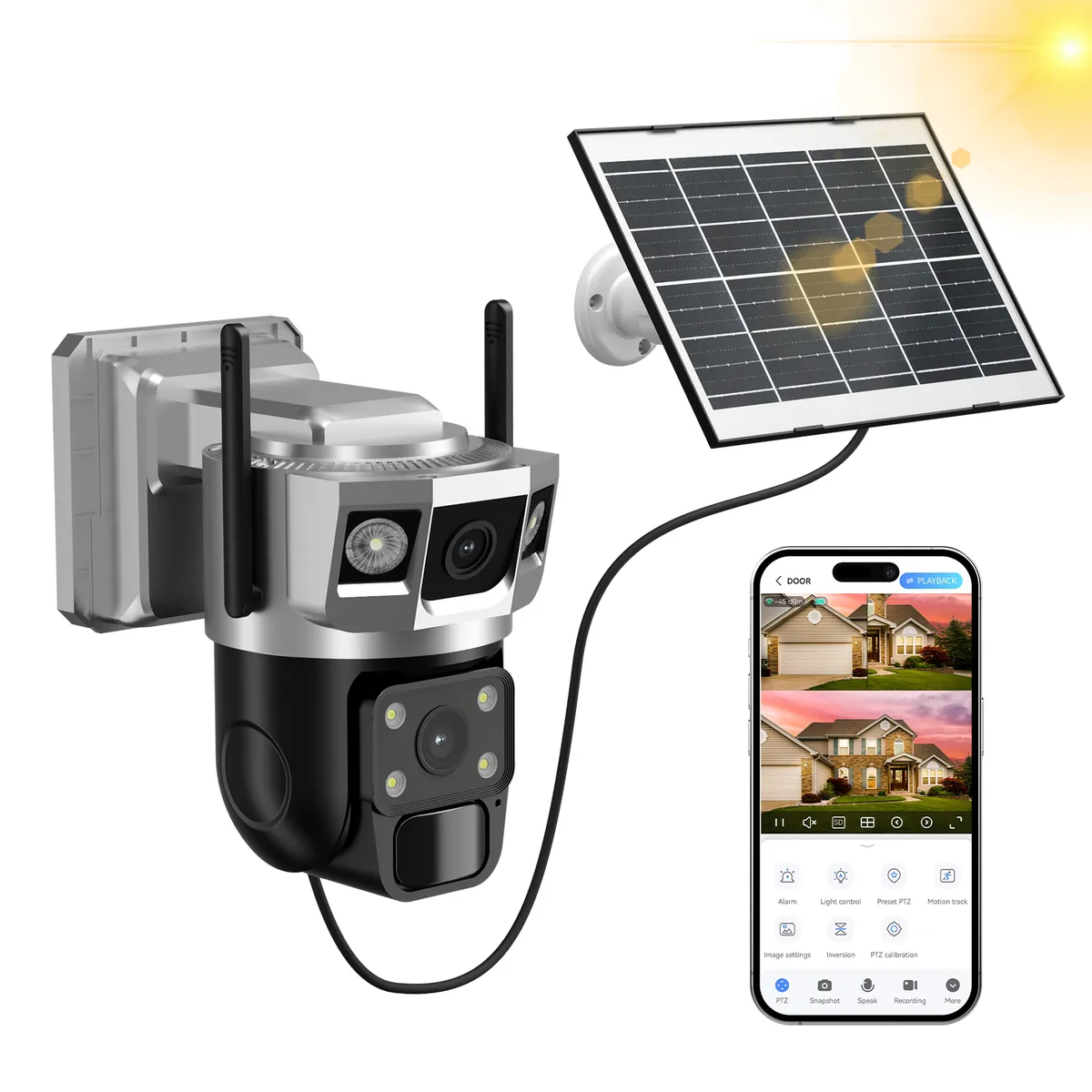 AIZO - AIZO Vigilancia 3 Lentes 4MP TF/Nube 2.8mm Solar Nocturna T94