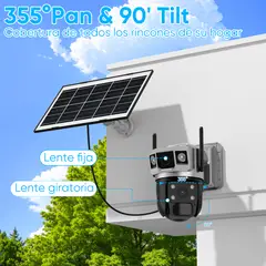 AIZO - Cámara Vigilancia Solar 3 Lentes T94 Seguridad Hogar Exterior Anti-Intrusos
