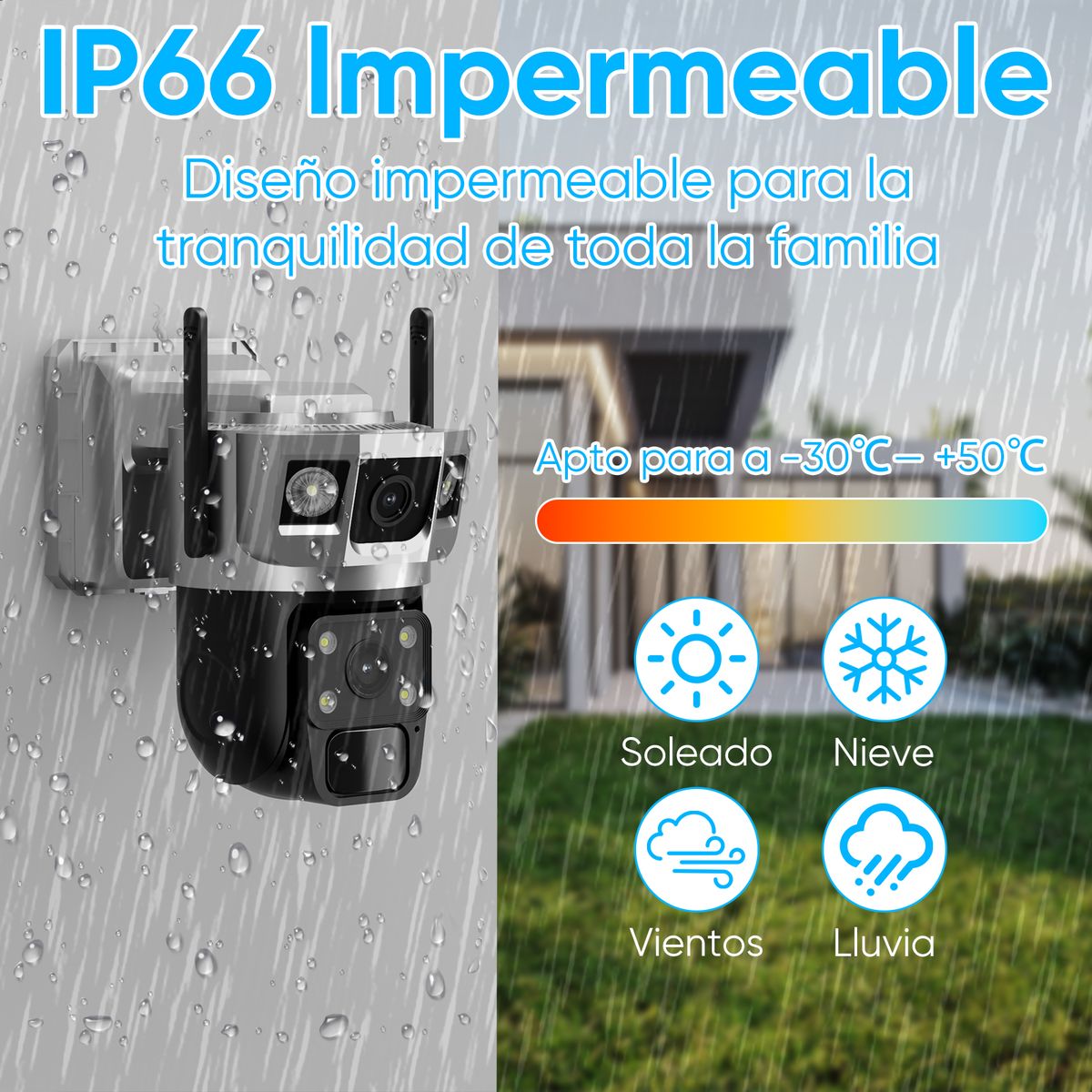 AIZO - AIZO Vigilancia 3 Lentes 4MP TF/Nube 2.8mm Solar Nocturna T94