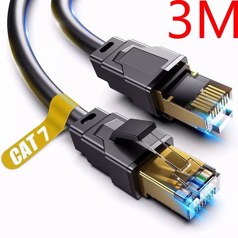 EDWINAYY - Cable 3m Red Lan Ethernet Cat7 10gbps 600mhz Rj45  Nylon
