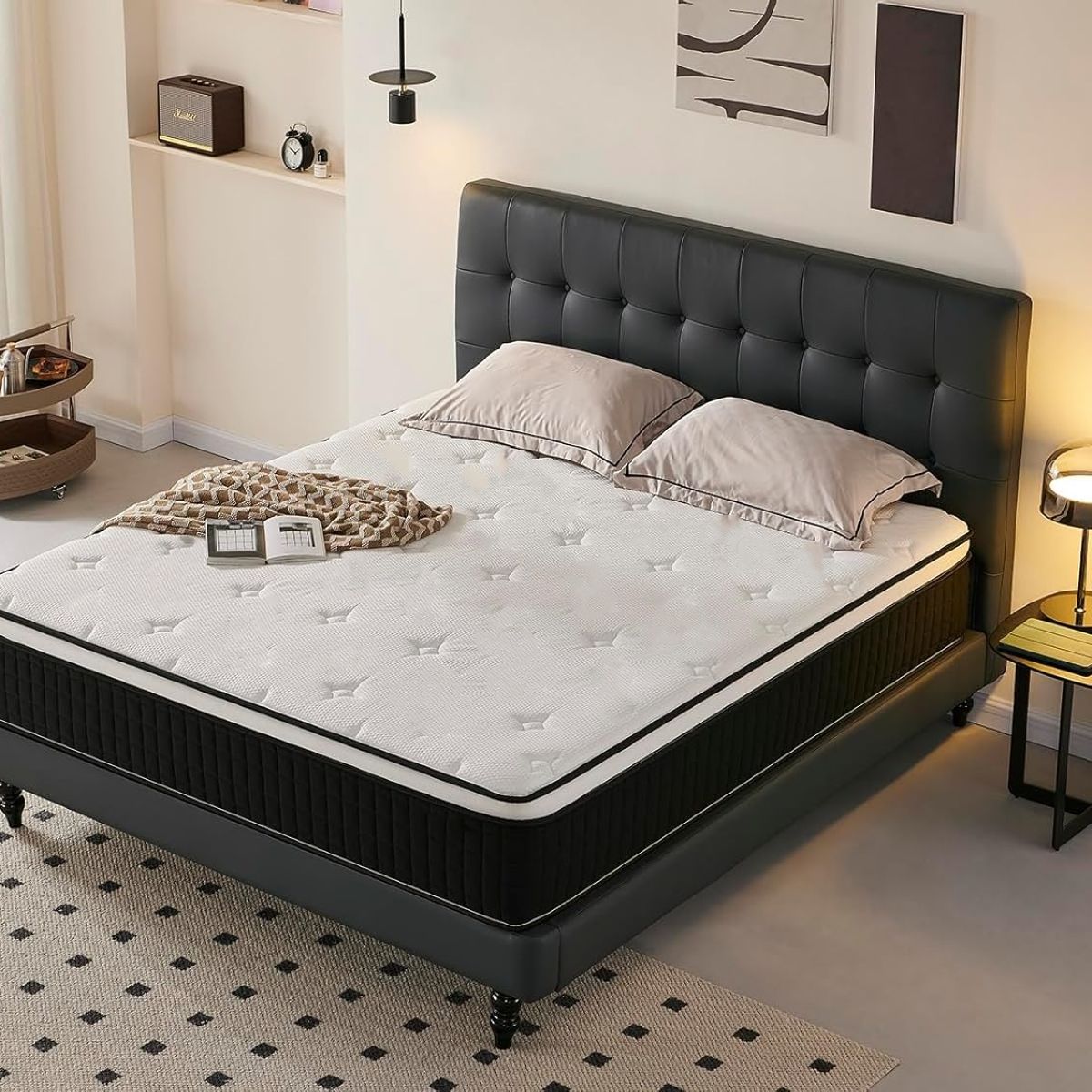 YOMYM - Colchón Premium King Size Pico De Pato En Tres Lados180 x 200 x 25 cm-