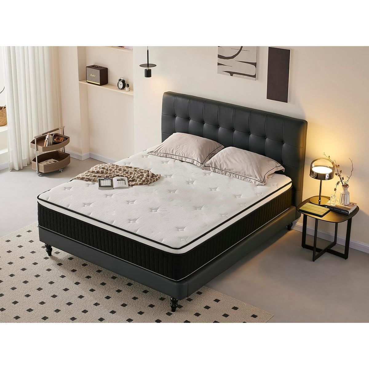 YOMYM - Colchón Premium King Size Pico De Pato En Tres Lados180 x 200 x 25 cm-