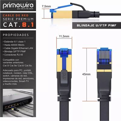 Imagen 2 del producto Cable 10m Red Lan Ethernet Cat7 10gbps 600mhz Rj45 Nylon