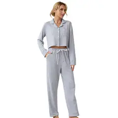 BLWOENS - Pijama de para mujeres - 2 piezas - Gris