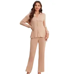 BLWOENS - Pijama de para mujeres - 2 piezas - Beige