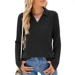 BLWOENS - Polera de manga larga para mujeres - Negro