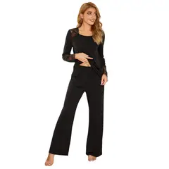 BLWOENS - Pijama de para mujeres - 2 piezas - Negro
