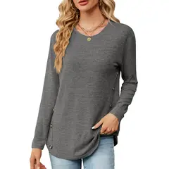 BLWOENS - Polera de manga larga para mujeres - Gris
