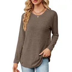 BLWOENS - Polera de manga larga para mujeres - Marrón