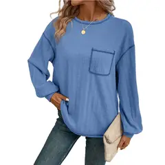 BLWOENS - Polera de manga larga para mujeres - Azul